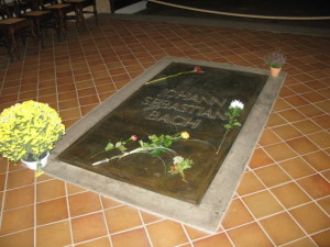 J.S. Bach’s gravestone in Thomaskirche (St. Thomas Church) in Leipzig